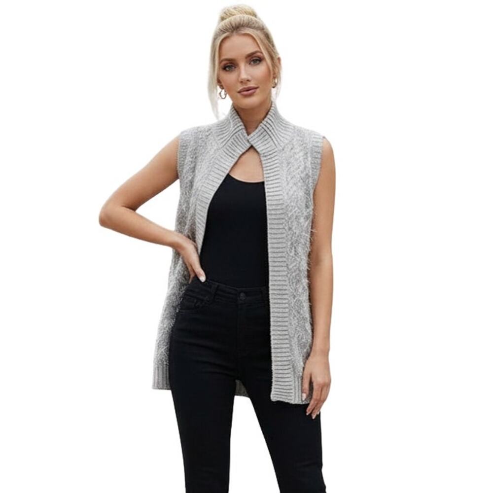 Rachel Roy Beige Eyelash Knit Sleeveless Vest, M